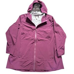 Duluth Trading Co Rain Jacket Men 3X Plum Hooded Full Zip Stretch Waterproof
